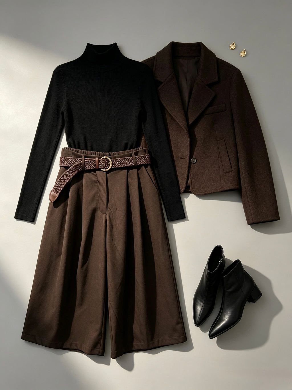 【Lady First】VIVIAN Pantalone culotte a vita alta con cintura intrecciata