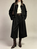 【Lady First】VIVIAN Pantalone culotte a vita alta con cintura intrecciata