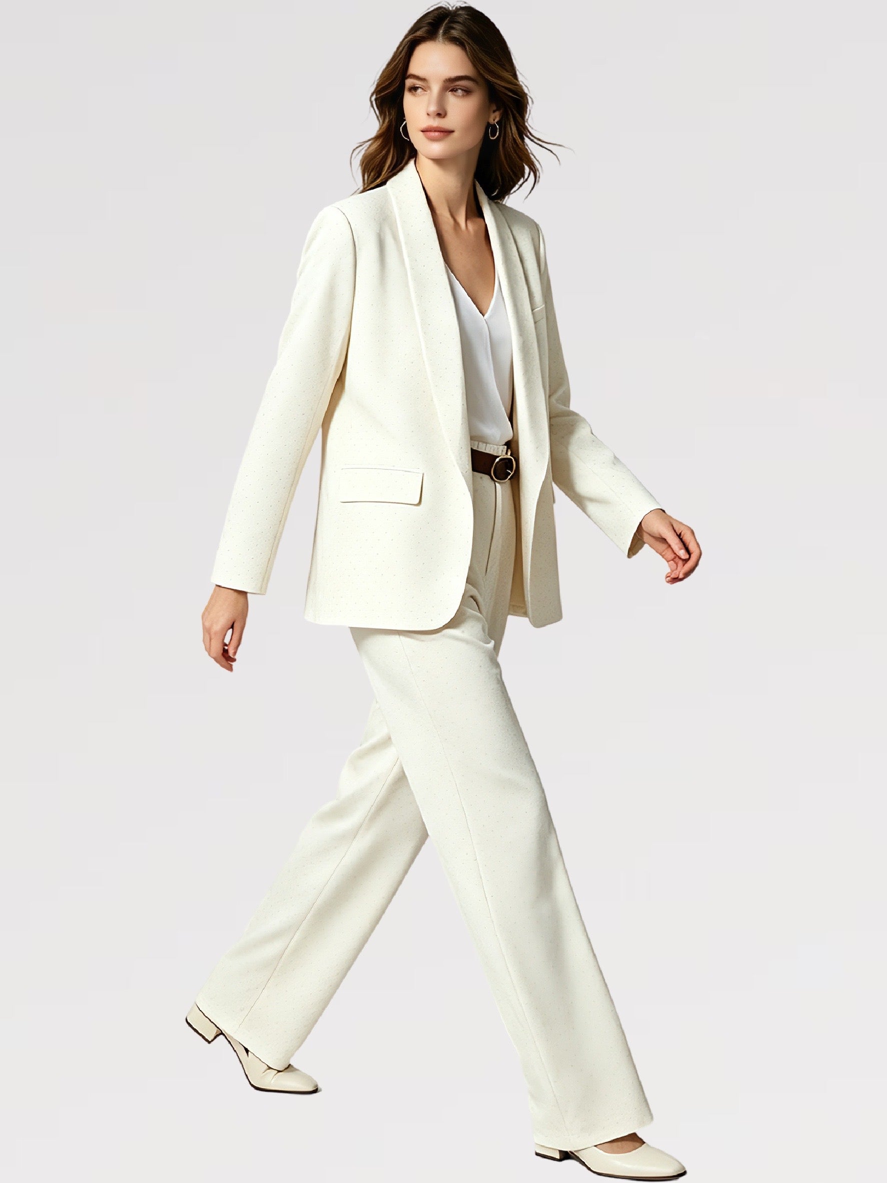 Completo Giacca & Pantalone con Micro Paillettes Set 2 pezzi con cintura Donna Taglia Unica  Elegante Versatile Donne